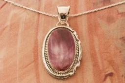 Artie Yellowhorse Genuine Spiny Oyster Shell Sterling Silver Navajo Pendant